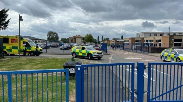 The scene at Tewkesbury School
 