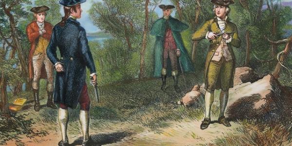 colored engraving of Hamilton/Burr duel