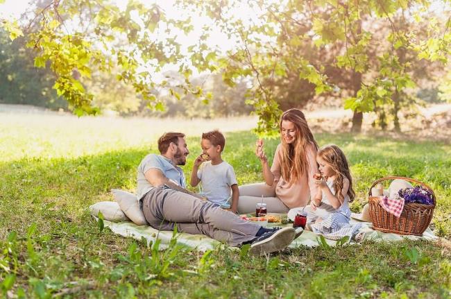 happy spring picnic with family