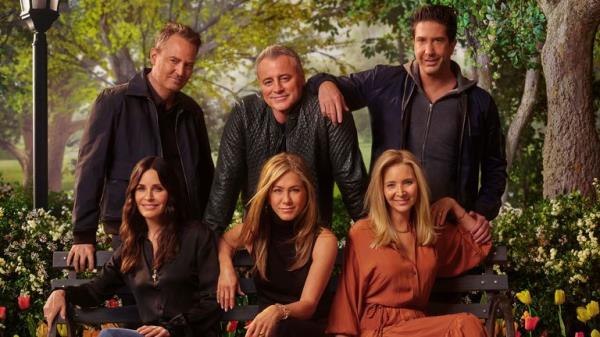 Friends: The Reunio<em></em>n sees the cast back together on screen for the first time in 17 years. Pic: Sky/ Warner Media/ HBO