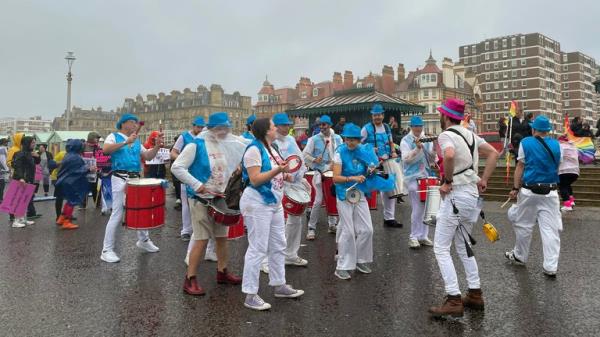 People attend the Brighton Pride festival in East Sussex. Picture date: Saturday August 5, 2023.