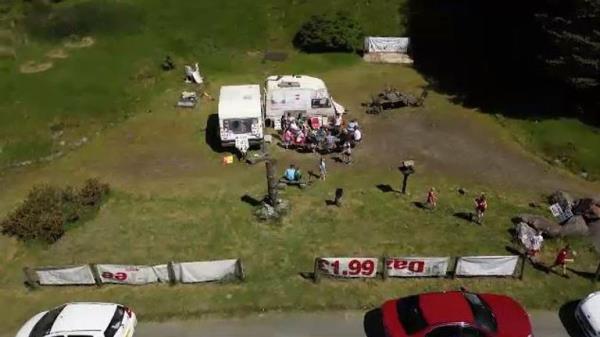 Protest camp at the entrance to the proposed gold mine site