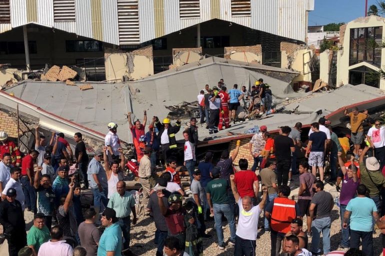 A scene from collapsed Mexico church