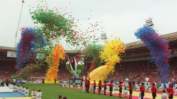 File photo dated 08-06-1996 of Thousands of balloons being released to mark the start of Euro 96 at Wembley today (Saturday) prior to the opening England v Switzerland game. Photo by Neil Munns/PA. Issue date: Thursday April 27, 2023.