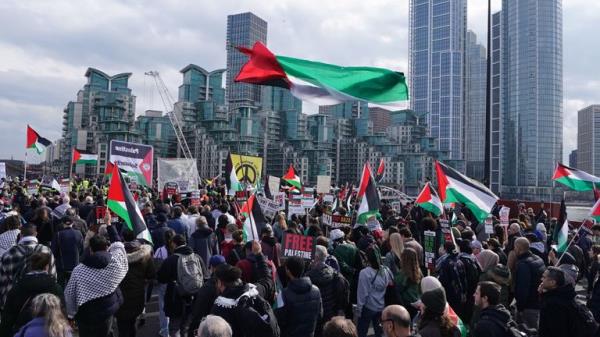 A pro-Palestine march took place in Lo<em></em>ndon on Saturday 9 March. Pic: PA