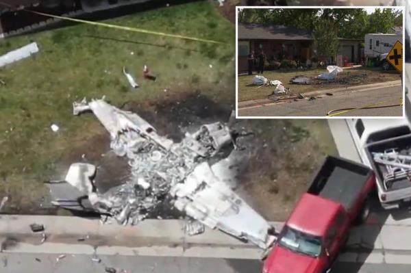 一架飞机在科罗拉多州一户人家的前院坠毁，邻居们从燃烧的残骸中救出遇难者，其中包括两名儿童