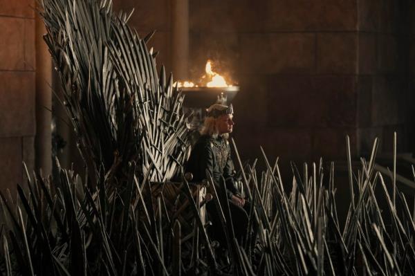 Aegon sitting on the throne in "House of the Dragon." 