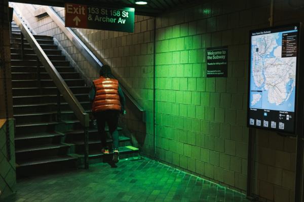 October 20, 2022 - Queens, NY: A commuter at the Jamaica Center - Parsons/Archer Station in Queens.