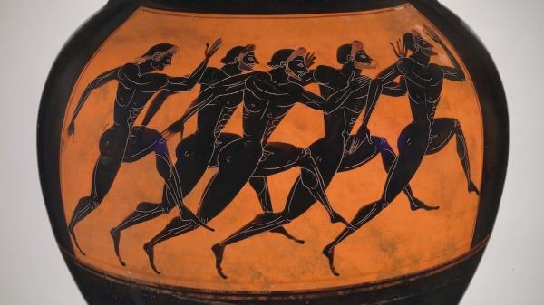 泛雅典奖双耳罐:装满橄榄油的罐子，是古希腊奥运会的奖品