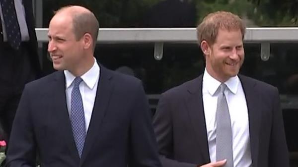 Prince William and Prince Harry at the unveiling of Princess Diana's statue at Kensington Palace