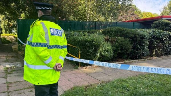 Handout photo issued by Bedfordshire Police of officers outside a property in Leabank, Luton, wher<em></em>e three people were found dead this morning after officers were called at around 5.30am to reports of co<em></em>ncerns for welfare. Picture date: Friday September 13, 2024.