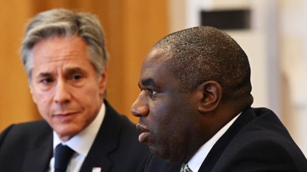 US Secretary of State Antony Bl<em></em>inken (centre) listens as Foreign Secretary David Lammy speaks, during the Fourth Crimea Platform Leaders Summit in Kyiv, Ukraine. Picture date: Wednesday September 11, 2024.