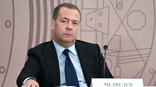 Dmitry Medvedev, the former Russian prime minister and president, and deputy chairman of Russia's security council, in June 2024. Pic: Sputnik/Alexei Maishev/Pool via Reuters