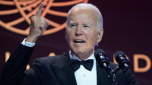 President Joe Biden speaks at the Co<em></em>ngressional Black Caucus Foundation's Phoenix Awards Dinner in Washington, Saturday, Sept. 14, 2024. (AP Photo/Mark Schiefelbein)