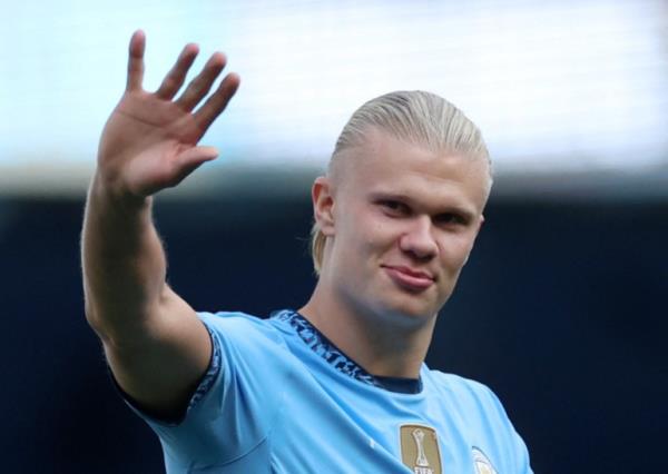 Soccer Football - Premier League - Manchester City v Ipswich Town - Etihad Stadium, Manchester, Britain - August 24, 2024 Manchester City's Erling Haaland celebrates after the match Action Images via Reuters/Phil Noble EDITORIAL USE ONLY. NO USE WITH UNAUTHORIZED AUDIO, VIDEO, DATA, FIXTURE LISTS, CLUB/LEAGUE LOGOS OR 'LIVE' SERVICES. o<em></em>nLINE IN-MATCH USE LIMITED TO 120 IMAGES, NO VIDEO EMULATION. NO USE IN BETTING, GAMES OR SINGLE CLUB/LEAGUE/PLAYER PUBLICATIONS. PLEASE Co<em></em>nTACT YOUR ACCOUNT REPRESENTATIVE FOR FURTHER DETAILS..