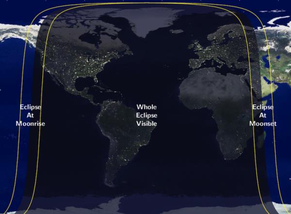 Map with large black area over the Americas and parts of Europe and Africa.