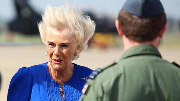 Queen Camilla visits to RAF Leeming.
Pic: Reuters