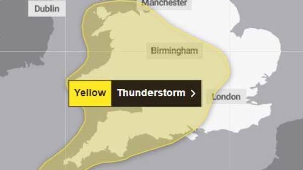 Saturday's yellow weather warning. Pic: Met Office