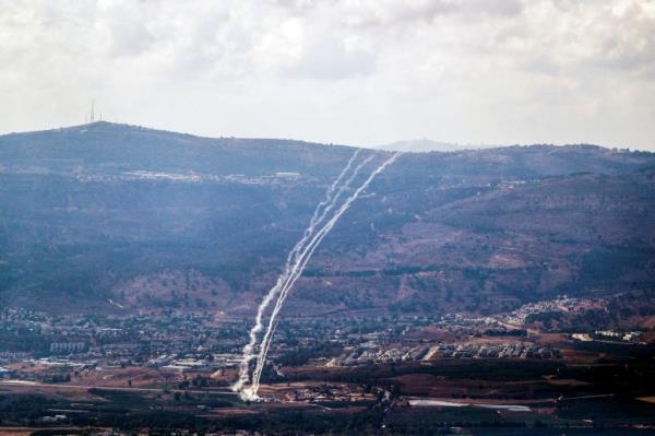 Israel's Iron Dome anti-missile system operates as rockets fired from Hezbollah