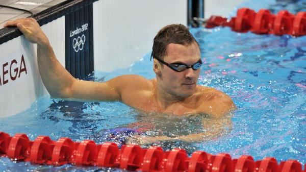 Great Britain's Antony James after his heat of the Men's 100m Butterfly, Swimming at the Aquatics Centre, on day 6 of The Lo<em></em>ndon 2012 Olympic Games. PRESS ASSOCIATION Photo. Picture date: Thursday August 2, 2012. See PA story OLYMPICS . Photo credit should read: Martin Rickett/PA Wire. EDITORIAL USE ONLY