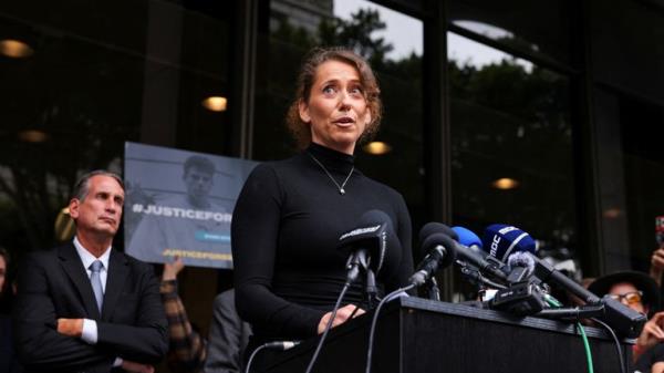 Anamaria Baralt, niece of Jose Menendez, speaks as family members of Erik and Lyle Menendez, the Beverly Hills brothers co<em></em>nvicted of killing their parents, hold a press co<em></em>nference at the Clara Shortridge Foltz Criminal Justice Center in Los Angeles, California, U.S., October 16, 2024. REUTERS/Mike Blake