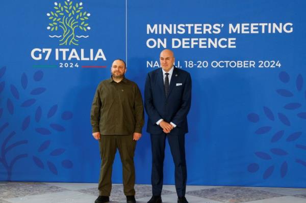 Ukraine's Defence Minister Rustem Umerov and Italy's Defence Minister Guido Crosetto