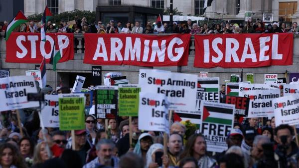 The demo<em></em>nstration in Trafalgar Square, London, on Saturday. Pic: Reuters