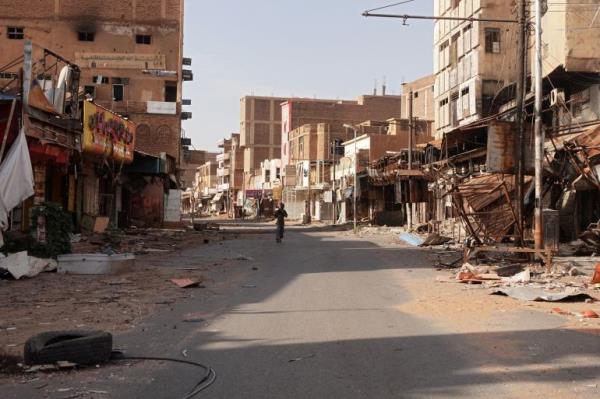 A view of a street in the city of Omdurman damaged in the civil war in Sudan