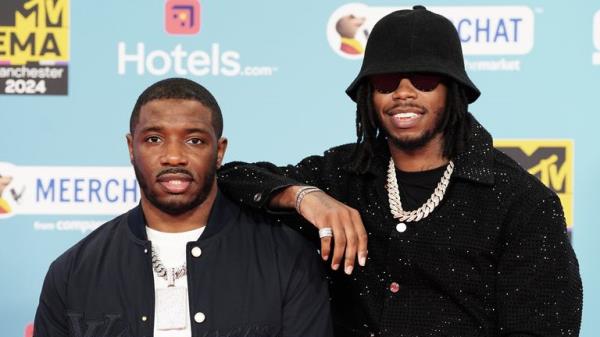 Ko<em></em>nan and Krept attending the MTV Europe Music Awards 2024 at the Co-Op Live Arena, Manchester. Picture date: Sunday November 10, 2024. PA Photo. Photo credit should read: Ian West/PA Wire 