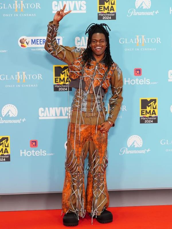 Jordan Adetunji attending the MTV Europe Music Awards 2024 at the Co-Op Live Arena, Manchester. Picture date: Sunday November 10, 2024.