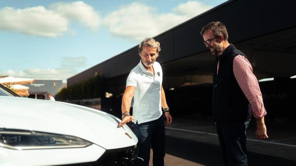 Lamborghini CEO Stephan Winkelmann (left) and CAR magazine's Tim Pollard