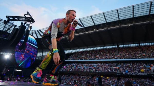 Coldplay in co<em></em>ncert at the Manchester Ethiad Stadium as part of their Music Of The Spheres World Tour. Picture date: Wednesday May 31, 2023.