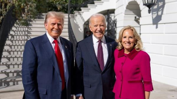 Do<em></em>nald Trump with Joe and Jill Biden at the White House. Pic: White House