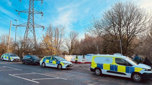 Police at the scene on Ravenscraig Road