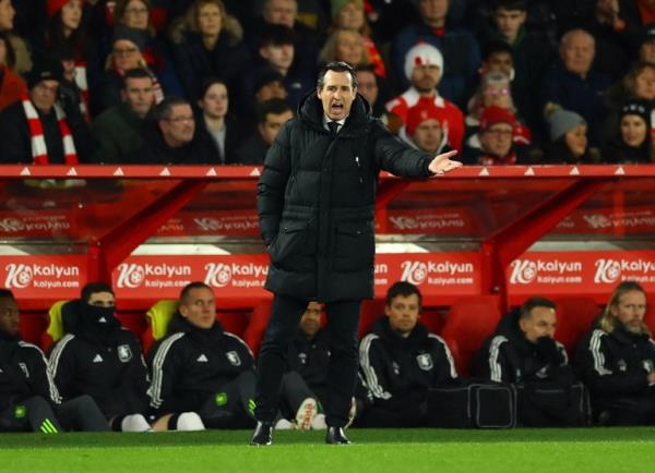 Soccer Football - Premier League - Nottingham Forest v Aston Villa - The City Ground, Nottingham, Britain - December 14, 2024 Aston Villa manager Unai Emery reacts Action Images via Reuters/Andrew Boyers EDITORIAL USE ONLY. NO USE WITH UNAUTHORIZED AUDIO, VIDEO, DATA, FIXTURE LISTS, CLUB/LEAGUE LOGOS OR 'LIVE' SERVICES. o<em></em>nLINE IN-MATCH USE LIMITED TO 120 IMAGES, NO VIDEO EMULATION. NO USE IN BETTING, GAMES OR SINGLE CLUB/LEAGUE/PLAYER PUBLICATIONS. PLEASE Co<em></em>nTACT YOUR ACCOUNT REPRESENTATIVE FOR FURTHER DETAILS..