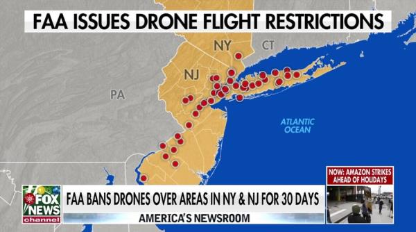 FAA bans drone flights over parts of New York, New Jersey for 30 days