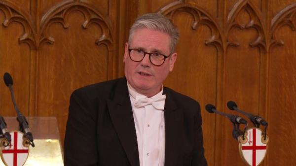 Keir Starmer at the annual Lord Mayor&#39;s Banquet in the City of Lo<em></em>ndon 