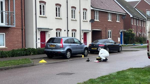 Forensic officers at the scene in Bletchley. Milton Keynes