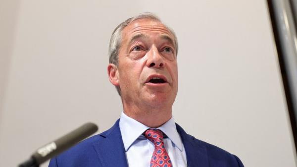 Nigel Farage speaks to the media.
Pic:Reuters