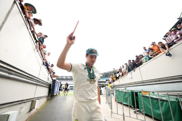 MELBOURNE, AUSTRALIA - DECEMBER 30: Pat Cummins of Australia leaves the field after Australia defeated India during day five of the Men's Fourth Test Match in the series between Australia and India at Melbourne Cricket Ground on December 30, 2024 in Melbourne, Australia. (Photo by Robert Cianflone/Getty Images)