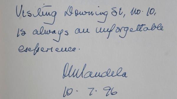 The signatures of then Prince of Wales now King Charles III and his then wife, Princess Diana, when the visited 10 Downing Street on 20/11/1989 are seen in one of three Downing Street Visitors Books at the Natio<em></em>nal Archives. The three gilt-edged volumes, covering the years 1970, when Edward Heath was prime minister, to 2003 when Tony Blair was in office, have been released to the Natio<em></em>nal Archives at Kew, west London. Picture date: Wednesday December 18, 2024.

