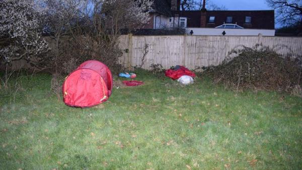 A red tent in which the homeless person was said to be living.
Pic: Counter Terrorism Policing South East/PA