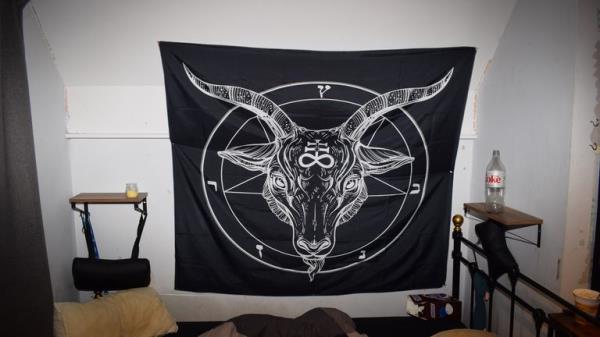 A flag found in the house of Neo-Nazi satanist Cameron Finnigan.
Pic: Counter Terrorism Policing South East/PA