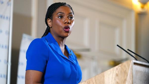 Co<em></em>nservative Party leader Kemi Badenoch giving a speech at 116 Pall Mall.
Pic: PA