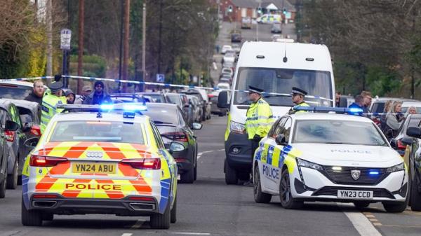 The scene outside All Saints Catholic High School