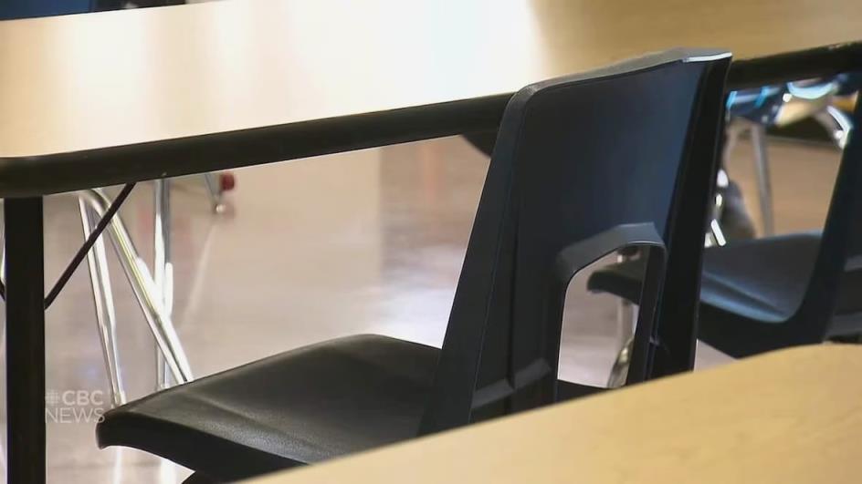 Close up of an empty chair in a school classroom