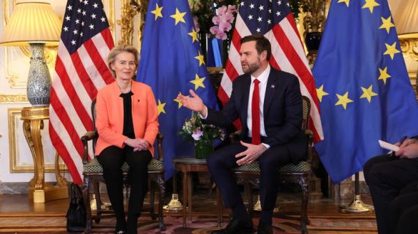 US vice president JD Vance attends a meeting with European Commission President Ursula von der Leyen during the Paris AI summit. Reuters