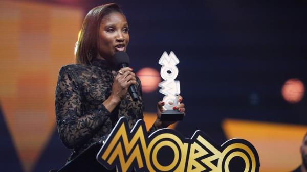 Olympic gold medallist Dame Denise Lewis collecting the paving the way award during the Mobo Awards, at the Utilita Arena Newcastle. Picture date: Tuesday February 18, 2025. Owen Humphreys/PA Wire