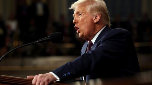 President Do<em></em>nald Trump addresses a joint session of Congress. Pic: AP