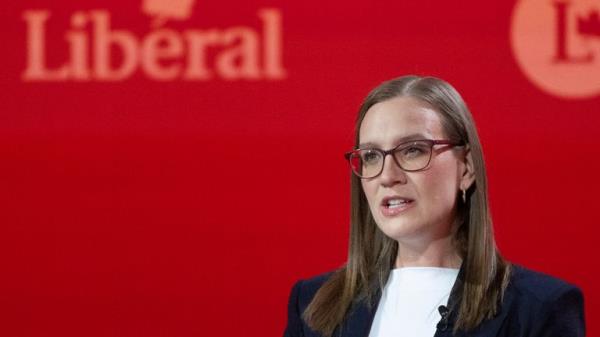 Karina Gould speaks during the Liberal Party leadership debate in Mo<em></em>ntreal in February. Pic: AP